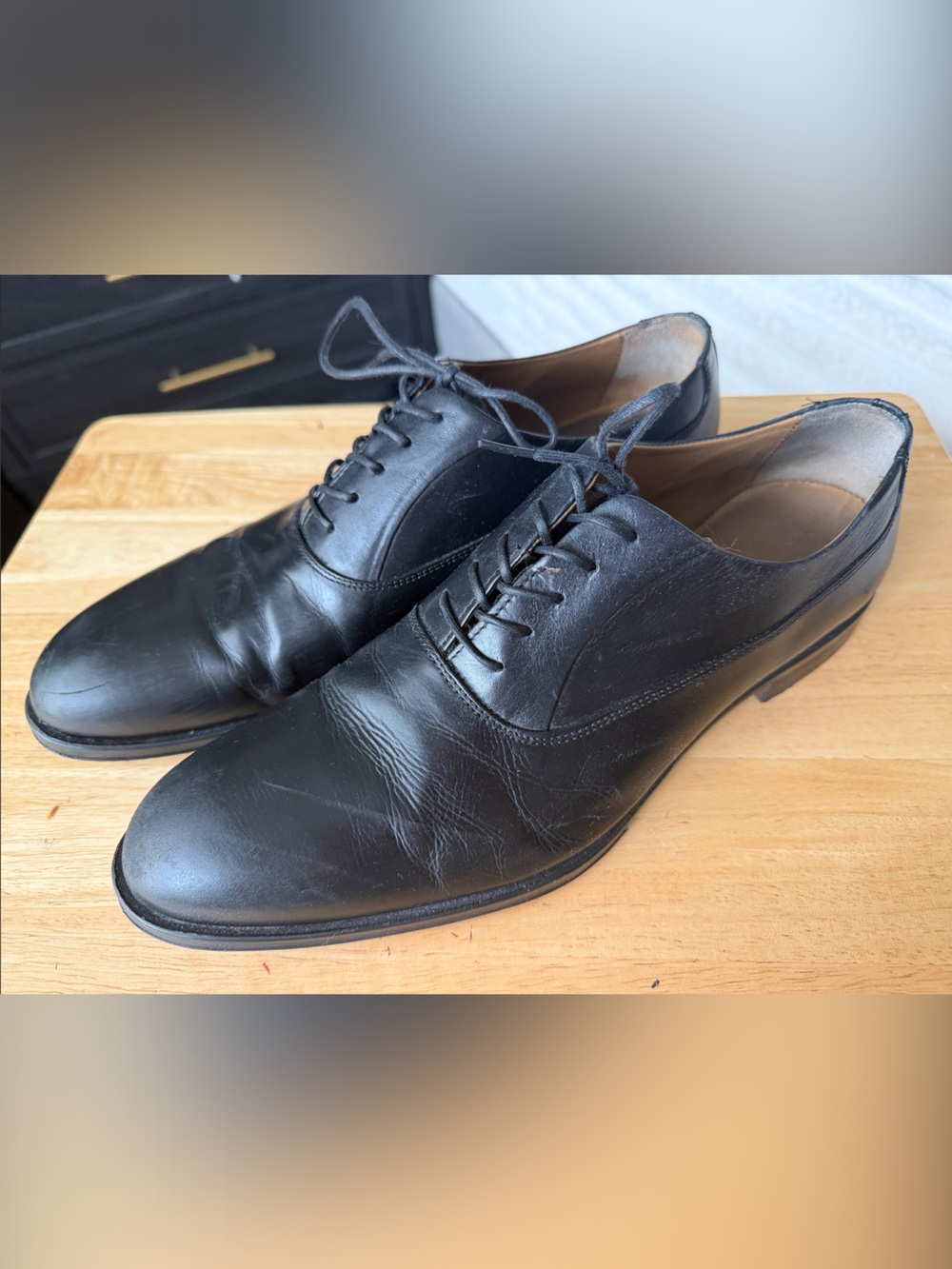 Zara Black Leather Derby Dress Shoes Sz 43